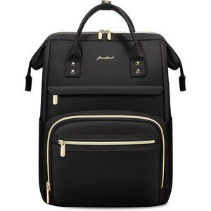 Women's Black Laptop Backpack 15.6 Inch Work Travel Bag With Usb Charger